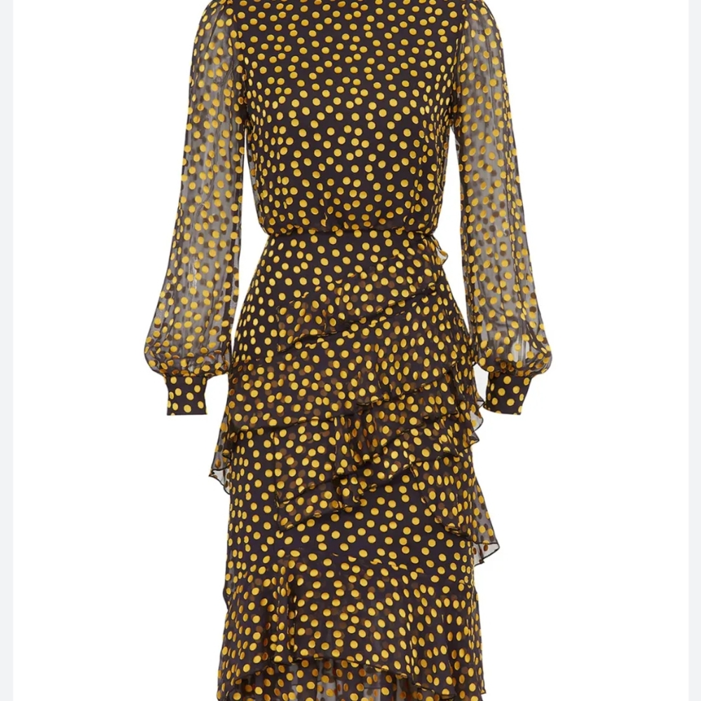 SALONI Brown Mock Neck Bishop Sleeve Dress